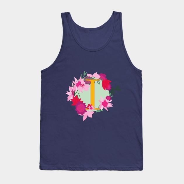 Monogram I, Personalized Initial Tank Top by Bunniyababa